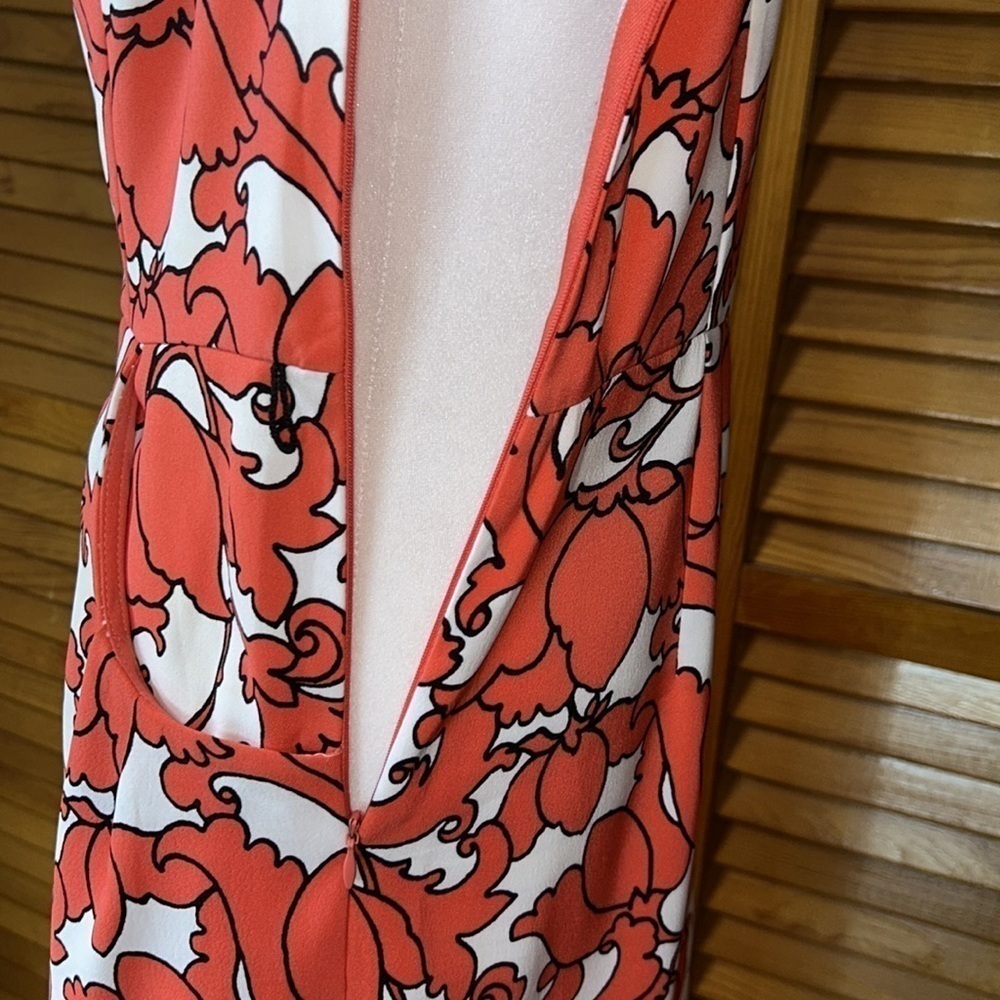 London Times Coral Floral Sleeveless Dress Size 10 - Picture 9 of 11